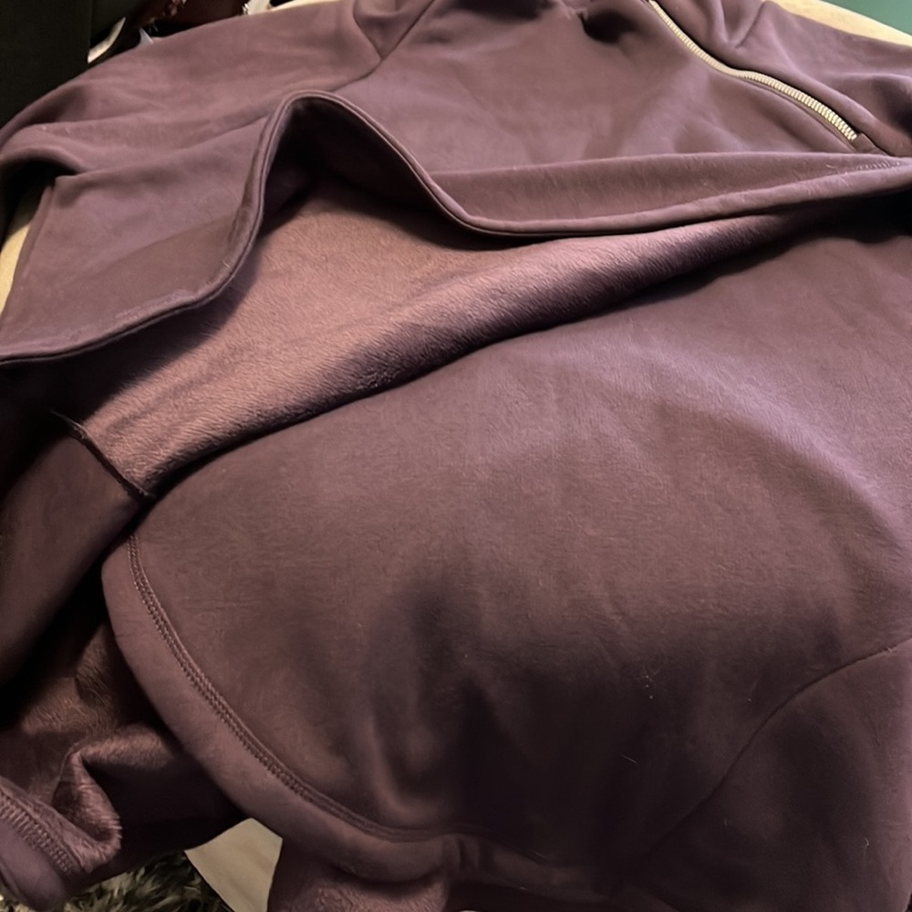 Athleta softest fleece lined crossover funnel neck pullover in grape color, M - Picture 9 of 15